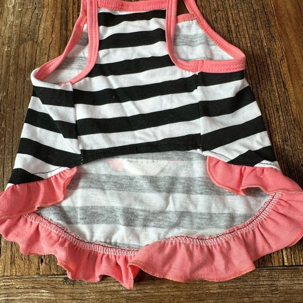Chic Striped Dog Tank Top with Pink Accents